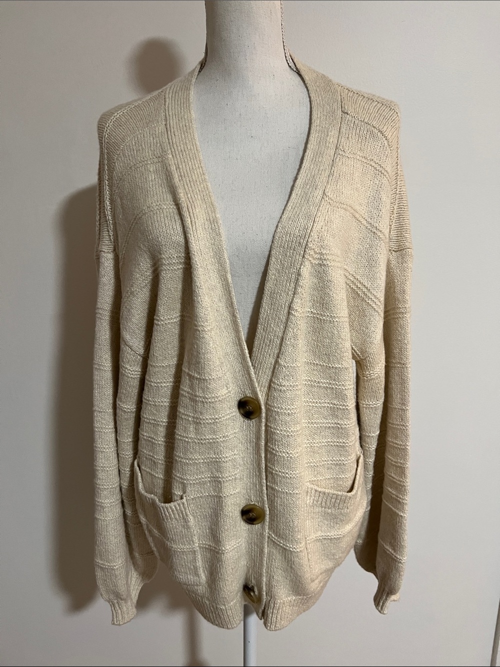 BP Cream Button-Front Knit Cardigan
